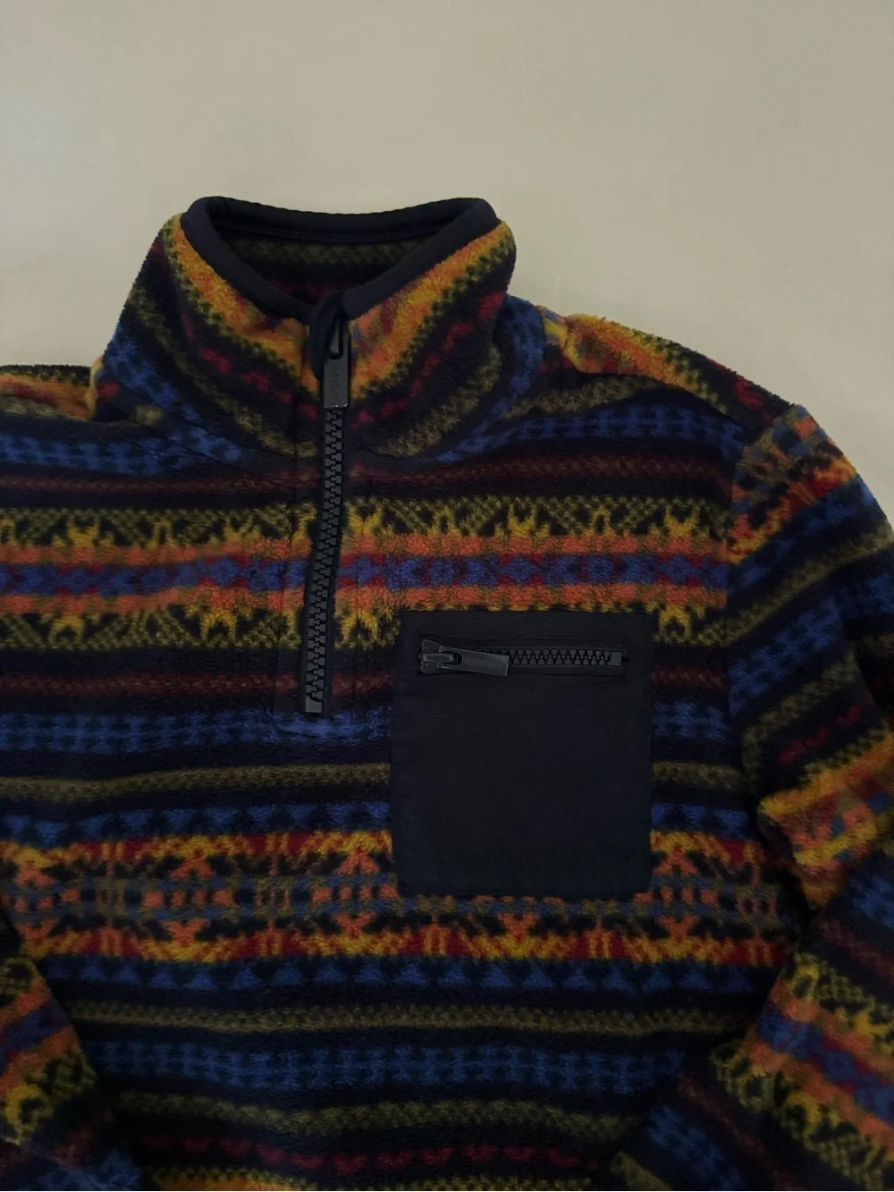 Old Navy Toddler Boys Multi-Color Patterned Quarter-Zip Fleece Pullover